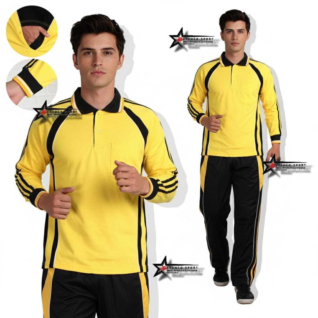 Baju Olahraga Senam pria 1 Set Training Olahraga Lengan Panjang / Seragam Olahraga / Seragam Senam