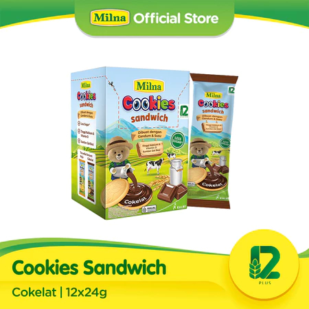 MILNA KINDER COOKIES SANDWICH BISCUIT 12 SACHET COKELAT KEJU 288 gram/COKLAT/CHESEE/BISKUIT BAYI