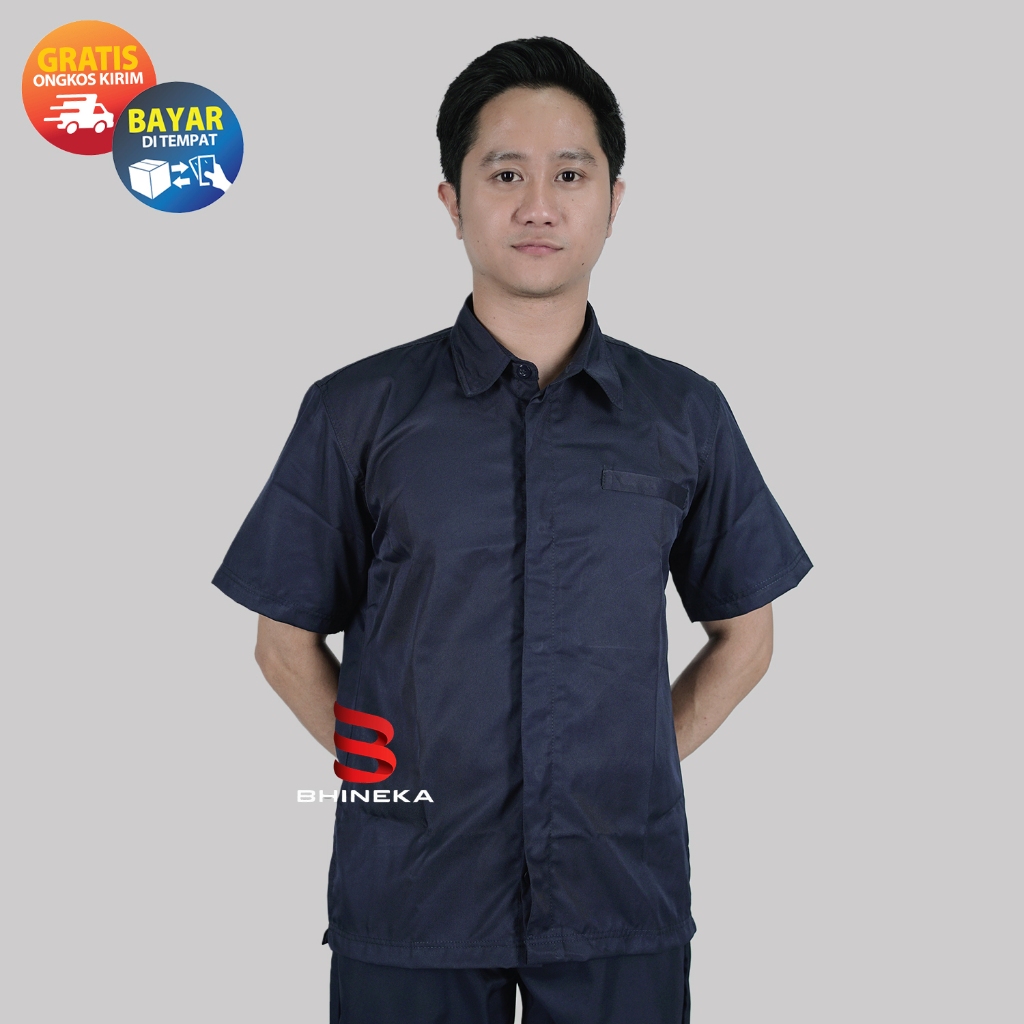 Seragam Safari Terbaru 2025 Setelan Safari Satpam Security Warna Navy Lengan Pendek