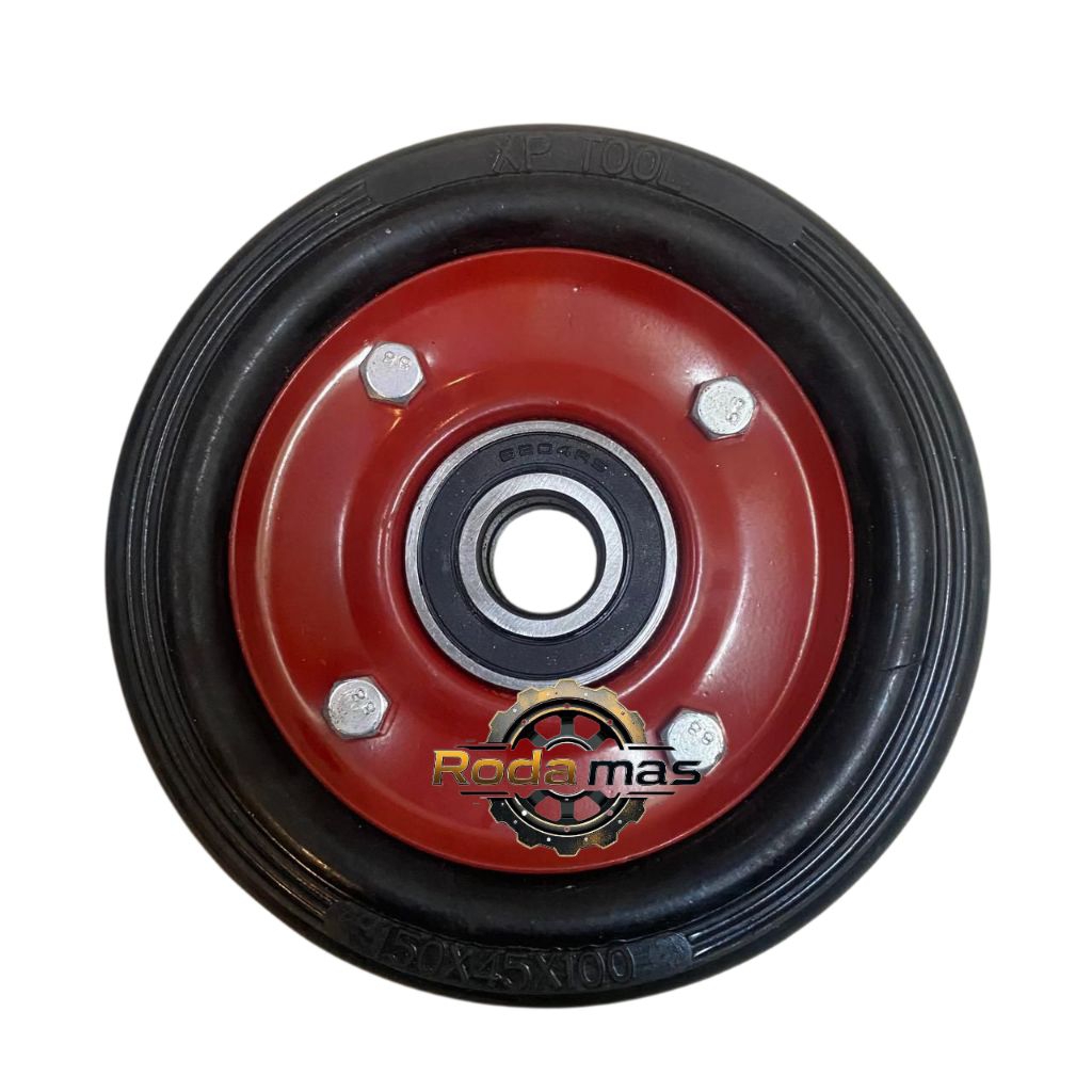 roda karet lori besi 8 inch - roda troli karet 8in - roda karet banlo