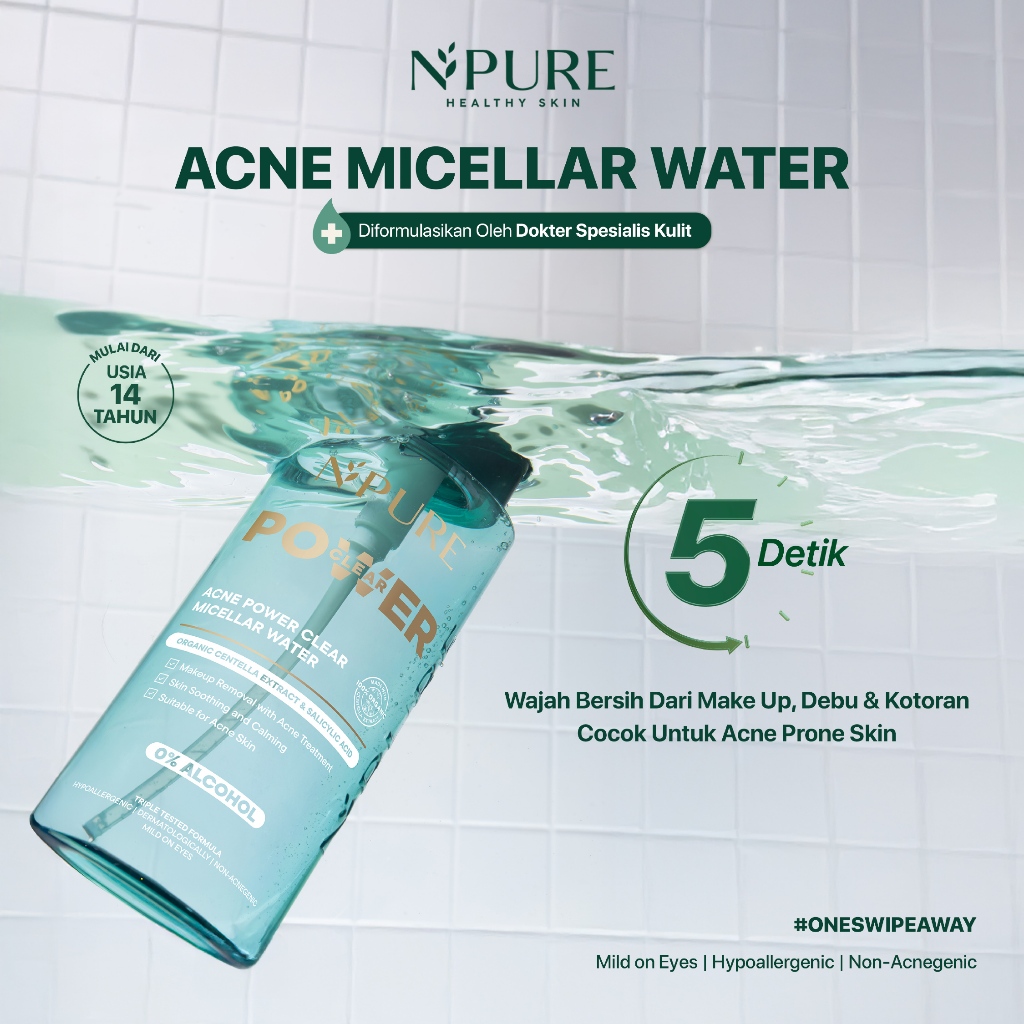 NPURE Acne Power Clear Micellar Water 300ML / Micellar No Alcohol / SLS Free