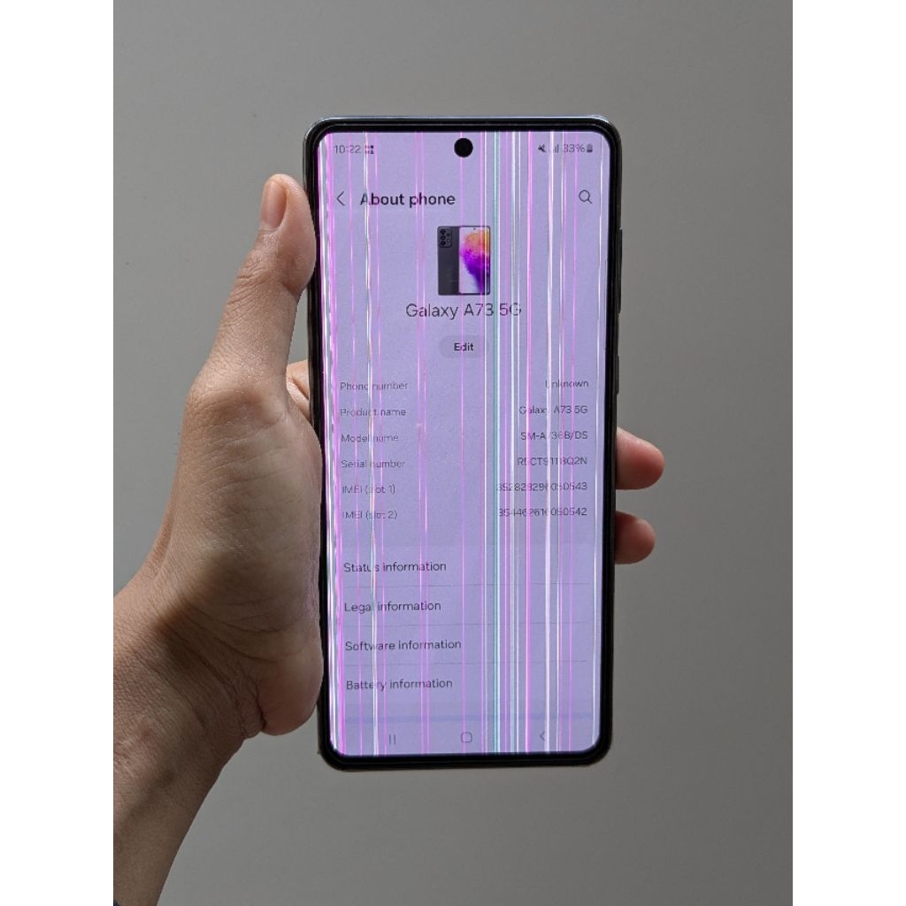 Samsung galaxy A73 5G Ram 8GB Rom 128GB Snapdragon minus
