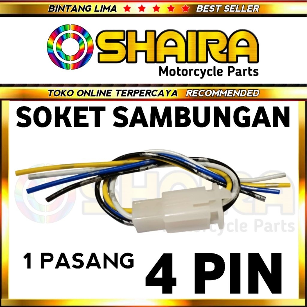 SOKET SAMBUNGAN KABEL 4 PIN / 1 PASANG CEWEK COWOK / SOCKET SAMBUNGAN TERMINAL KABEL 4 PIN / SOKET S