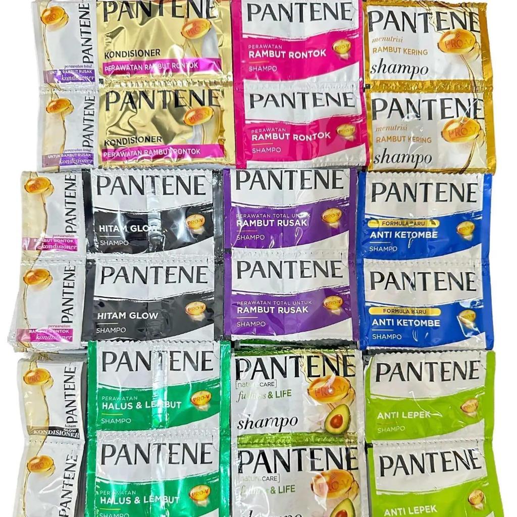 Pantene Shampo 1 Renceng/12 Sachet| Sampo anti Ketombe Rambut Rontok Hitam Glow & Rambut Rusak
