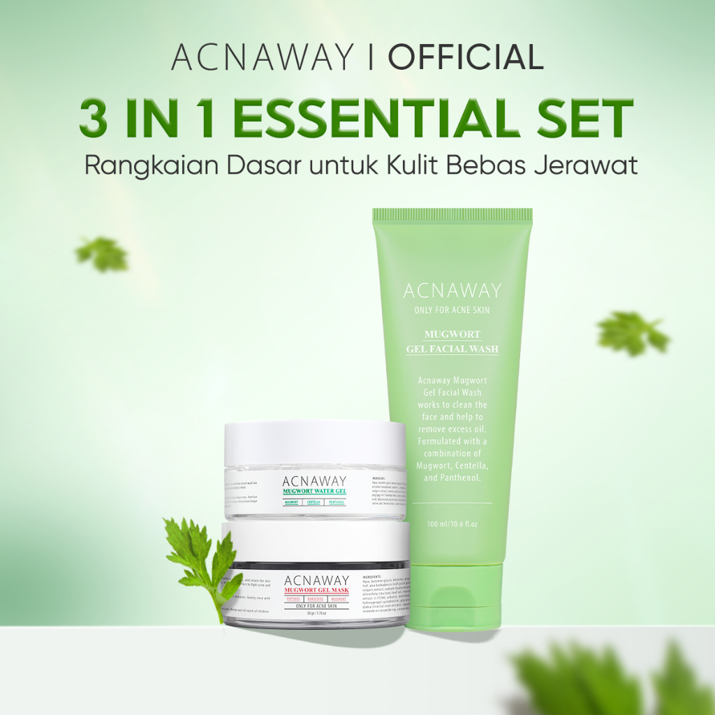 ACNAWAY Bundle 3 in 1 Essential Set - Mugwort Gel Mask + Mugwort Water Gel + Mugwort Gel Face Wash P