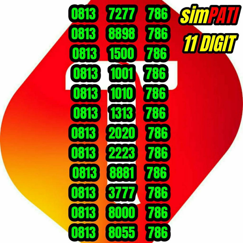 Nomor Cantik Telkomsel - Nomor Cantik Simpati -  simpati 11digit 11 digit 7277 72777 77786 7786 8898