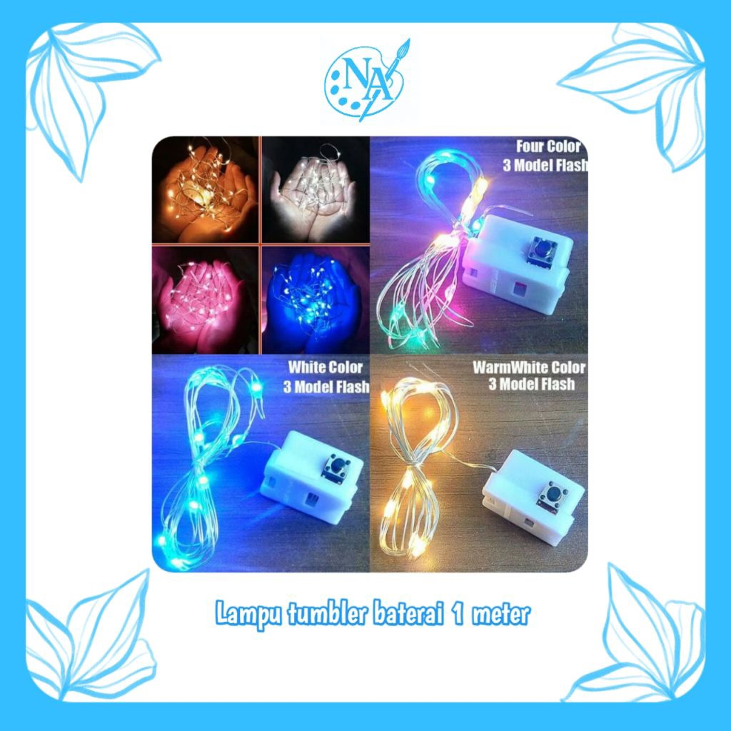 Lampu tumbler batrai / Lampu kawat 1 meter sudah termasuk batrai