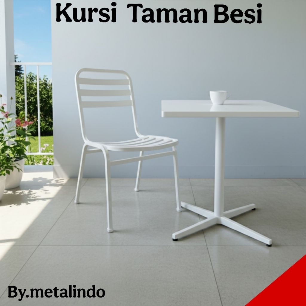 Metalindo Kursi Taman Besi Kursi Caffe Putih Kursi Teras Kursi Outdoor  Kursi Santai Balcony chair
