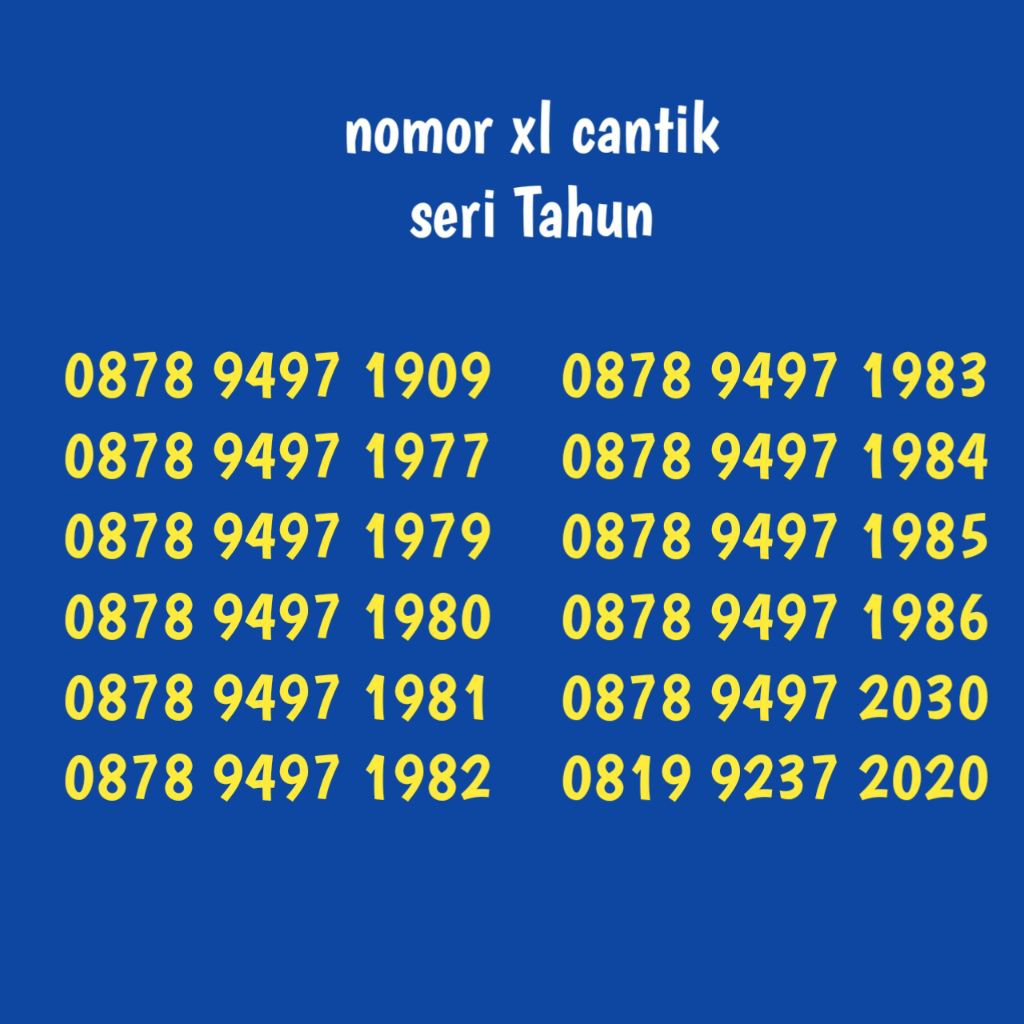 nomor cantik xl seri angka Tahun