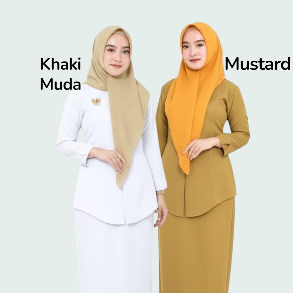 ORILA Jilbab Segi Empat ASN Khaki Muda dan Mustard By ASHIQAA