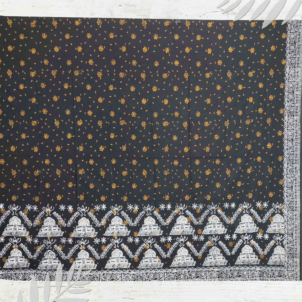 Batik dasar katun halus jambi motif candi coklat | dasar bahan baju (Panjang.2m Lebar.105cm)