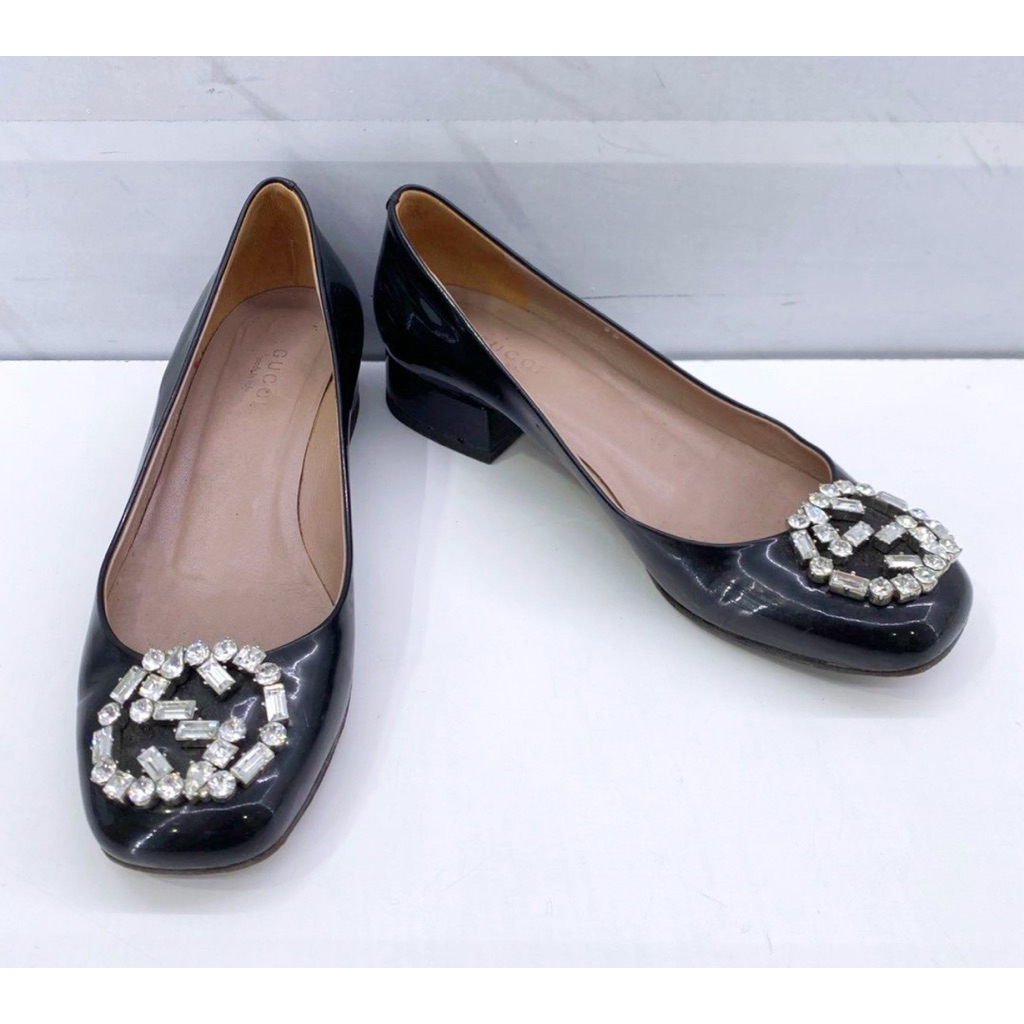 Gucci Black Leather Bedazzled Pumps EU 35 Heels ORIGINAL