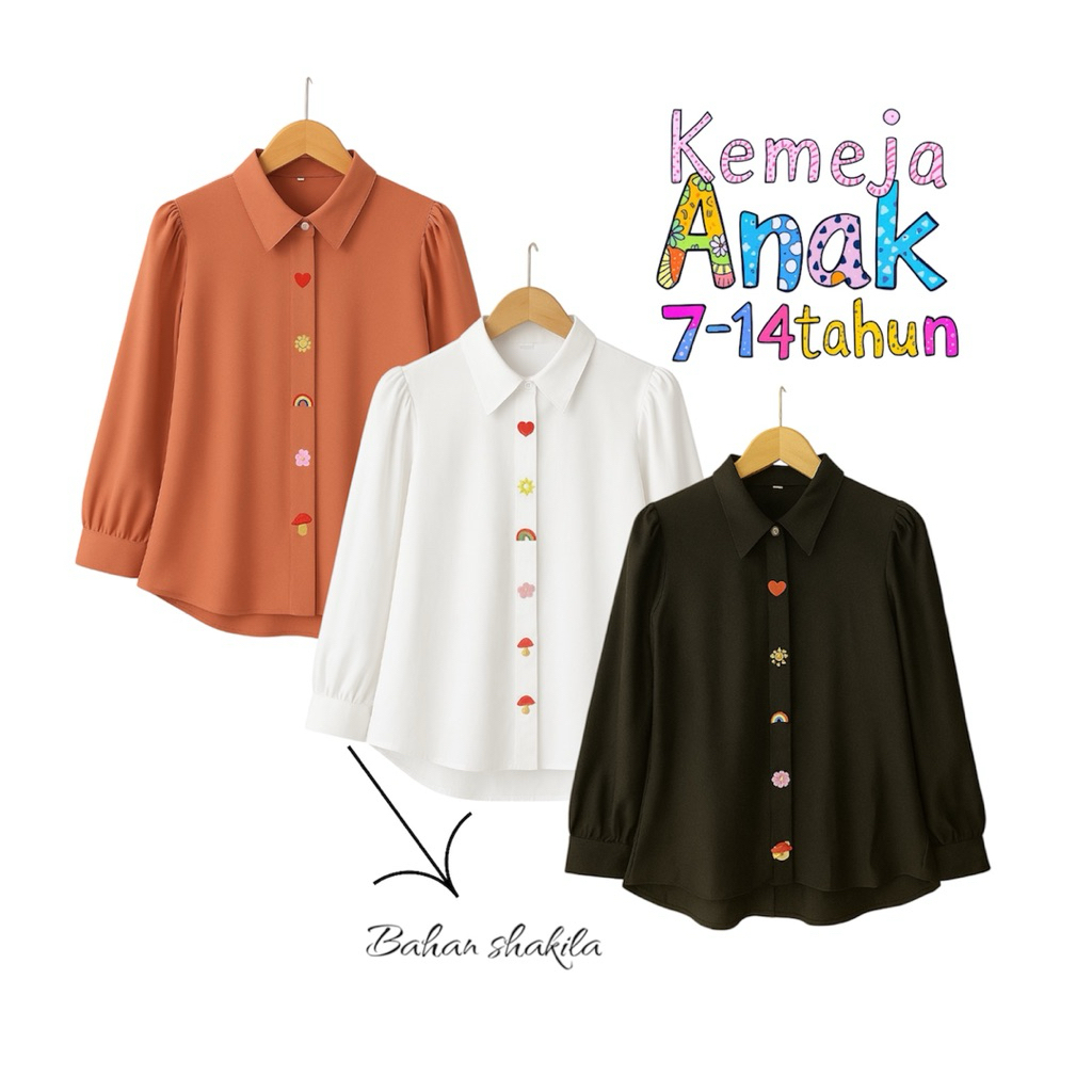 ATASAN ANAK PEREMPUAN 7-12TAHUN / KEMEJA ANAK PEREMPUAN