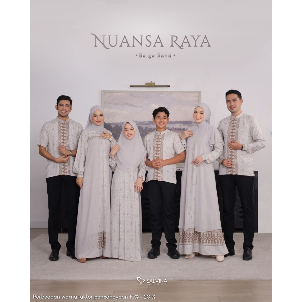 SARIMBIT NUANSA RAYA (BEIGE SAND)  BY SALVINA HIJAB |SARIMBIT SALVINA |SARIMBIT 2026| COUPLE SET