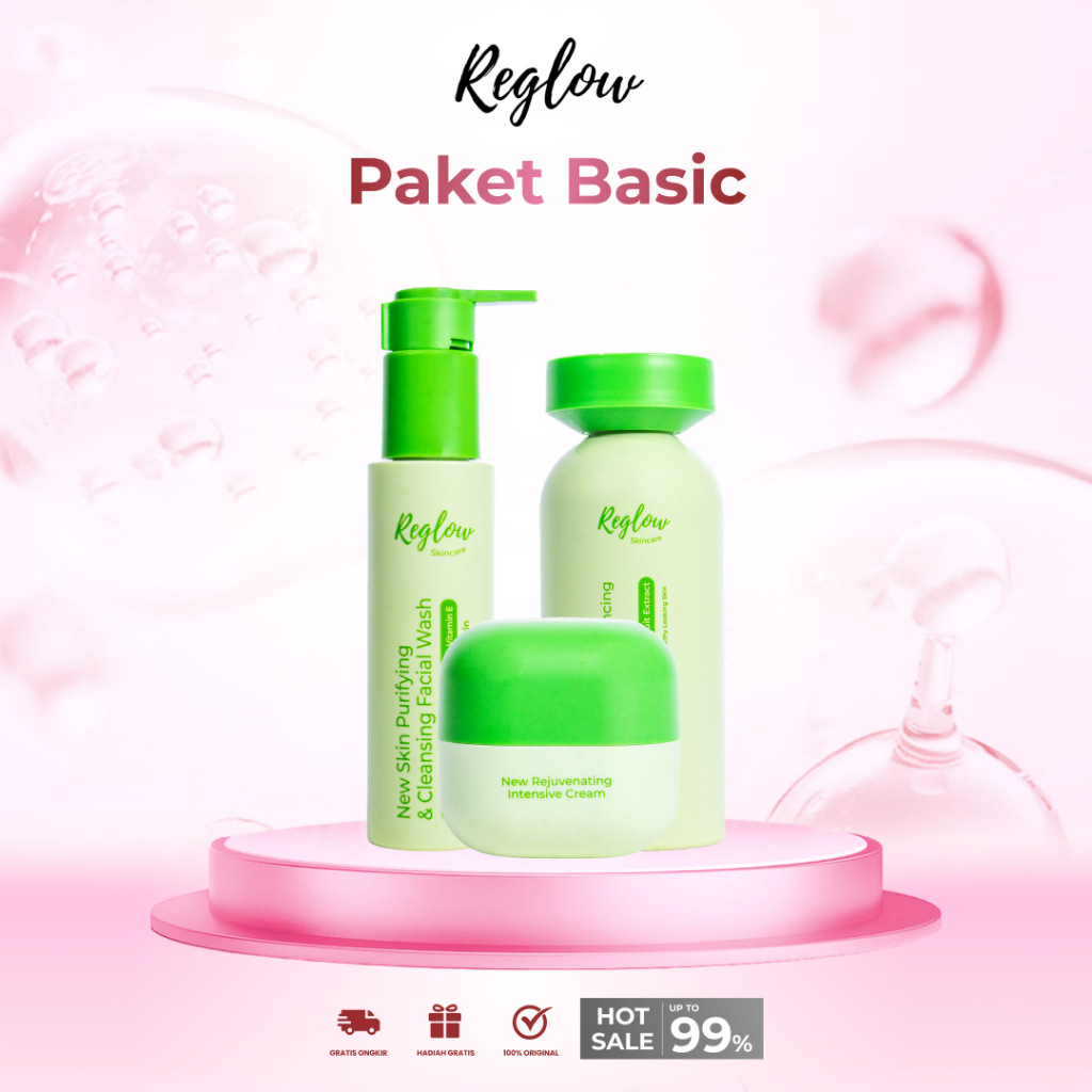 REGLOW SKINCARE 1 SET BASIC MENGECILKAN PORI PORI DAN MENJADIKAN KULIT LEBIH SEHAT ALL TYPE SKIN COD