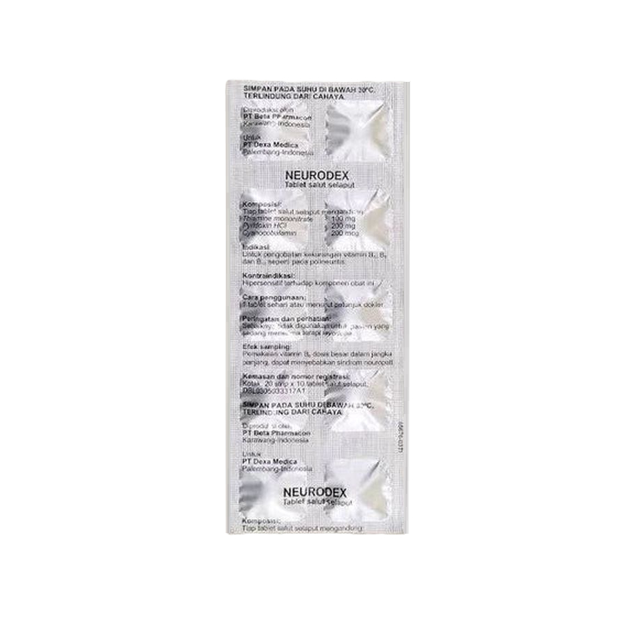 Neurodex Strip isi 10 Tablet - Vitamin B1 B6 B12 untuk Saraf [Tembalang]