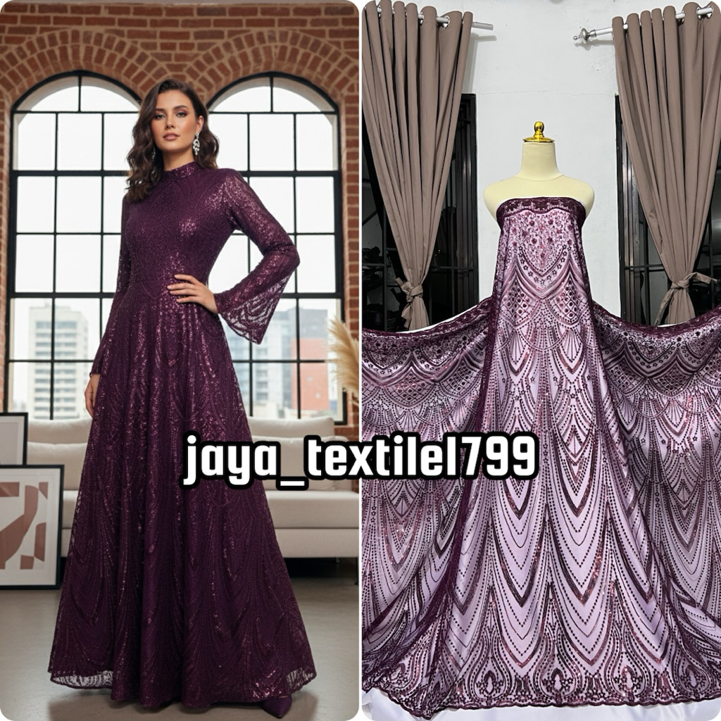 Kain Tile Payet Premium / Bahan tile Payet Mewah terbaru / Tile Bahan Payet kebaya