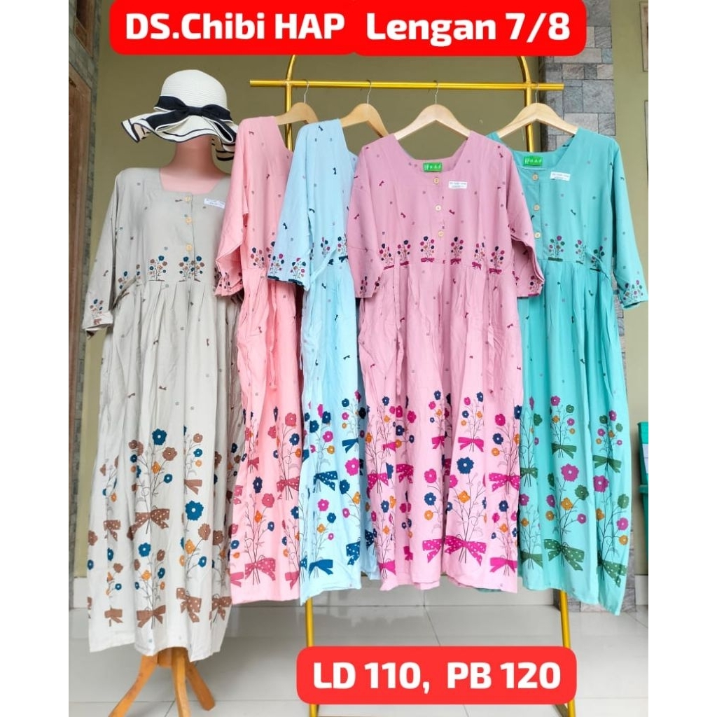 Batik H.A.P Daster Chibi Lengan 7/8 Homedress Panjang Halus Lembut Nyaman
