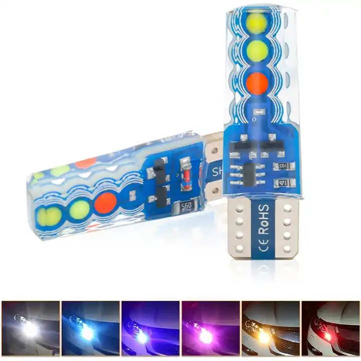 Lampu Sein Senja Plat No Lampu Mundur Jelly RGB Flash/Running 8 LED 12-24V T10 DC Universal