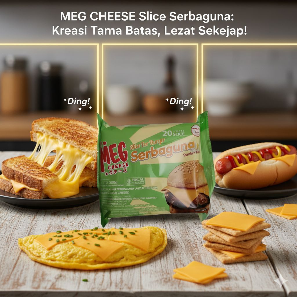 Keju Meg Serbaguna Orange 20 Slice / Keju Slice Orange Meg Serbaguna Isi 20 Slice / Red Cheddar Slic