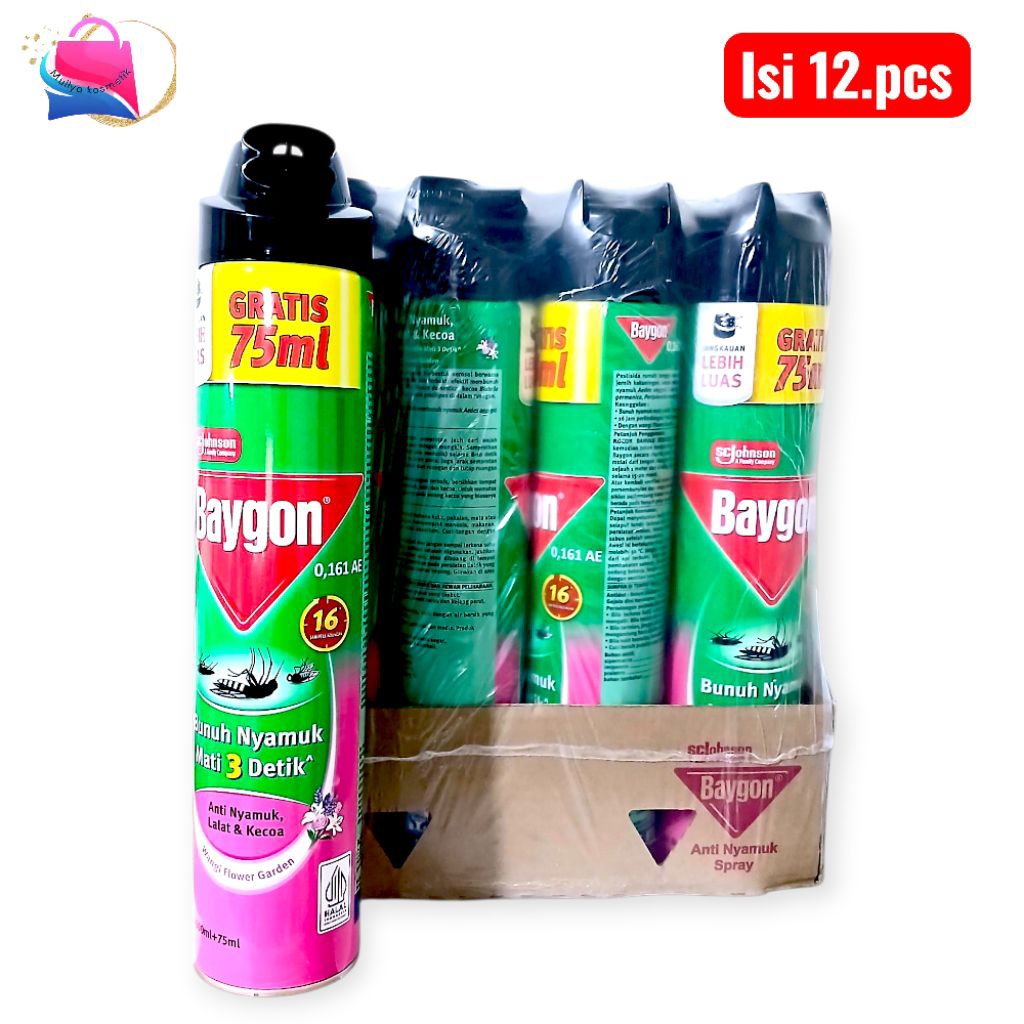 Grosir 12.pcs Baygon Anti nyamuk Lalat & kecoa 600ml+75ml Bunuh nyamuk Mati 3 Detik Original Bpom