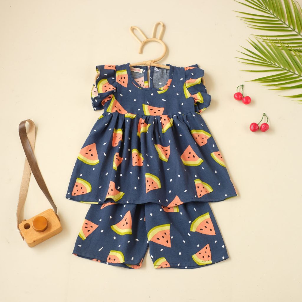 One Set Rayon Premium Anak Watermelon / Setelan Anak Perempuan usia 5-8 tahun