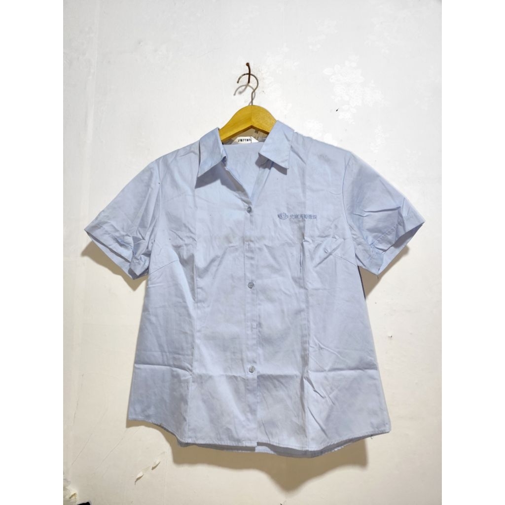 romon - atasan kemeja wanita lengan pendek biru