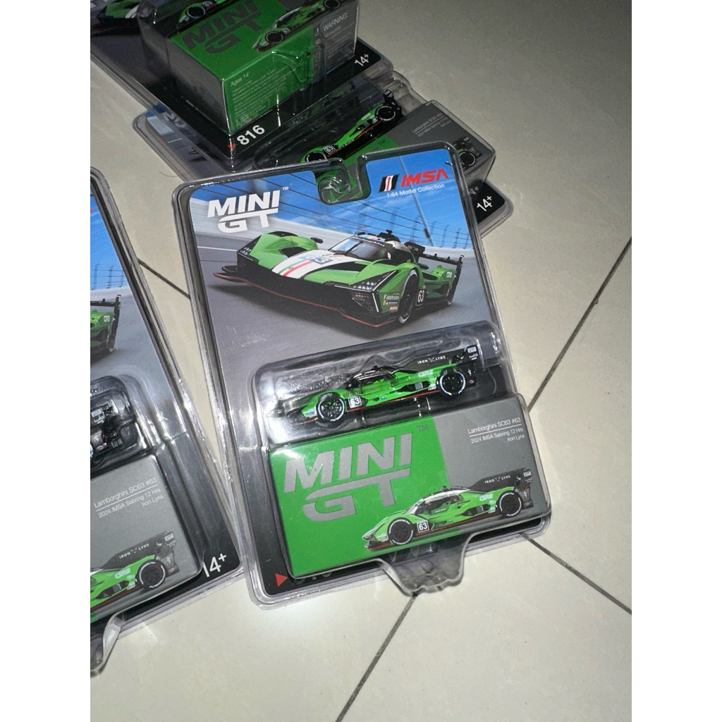 Mini GT 816 Lamborghini SC63 #63 Iron Lynx 2024 IMSA Sebring 12 Hrs Blister