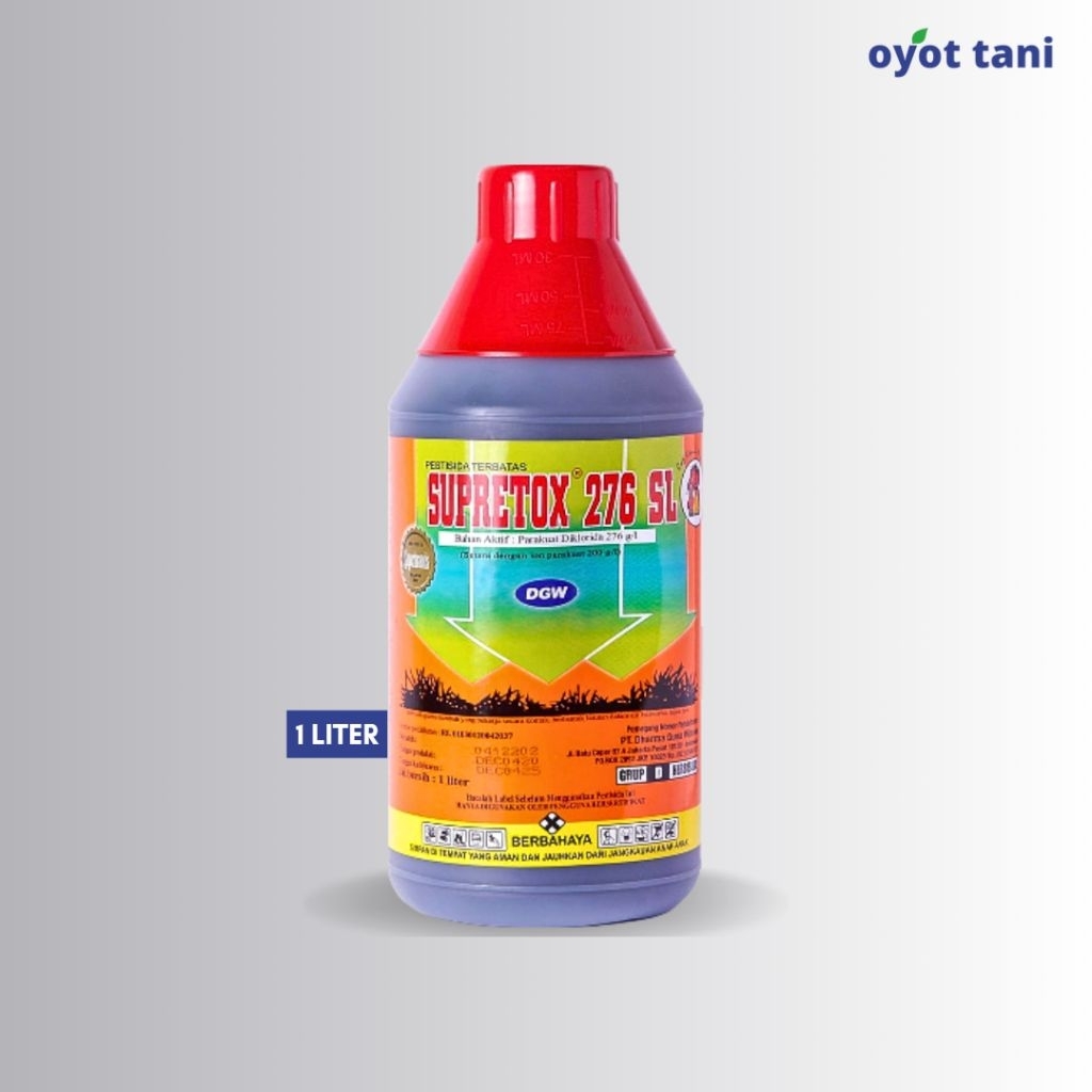 Supretox 276SL 1 liter (Original) | Herbisida Kontak Purna Tumbuh Bahan Aktif Parakuat Diklorida 276