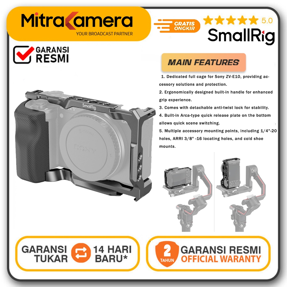 SmallRig Cage with Grip for Sony ZV-E10 3538B Garansi Resmi
