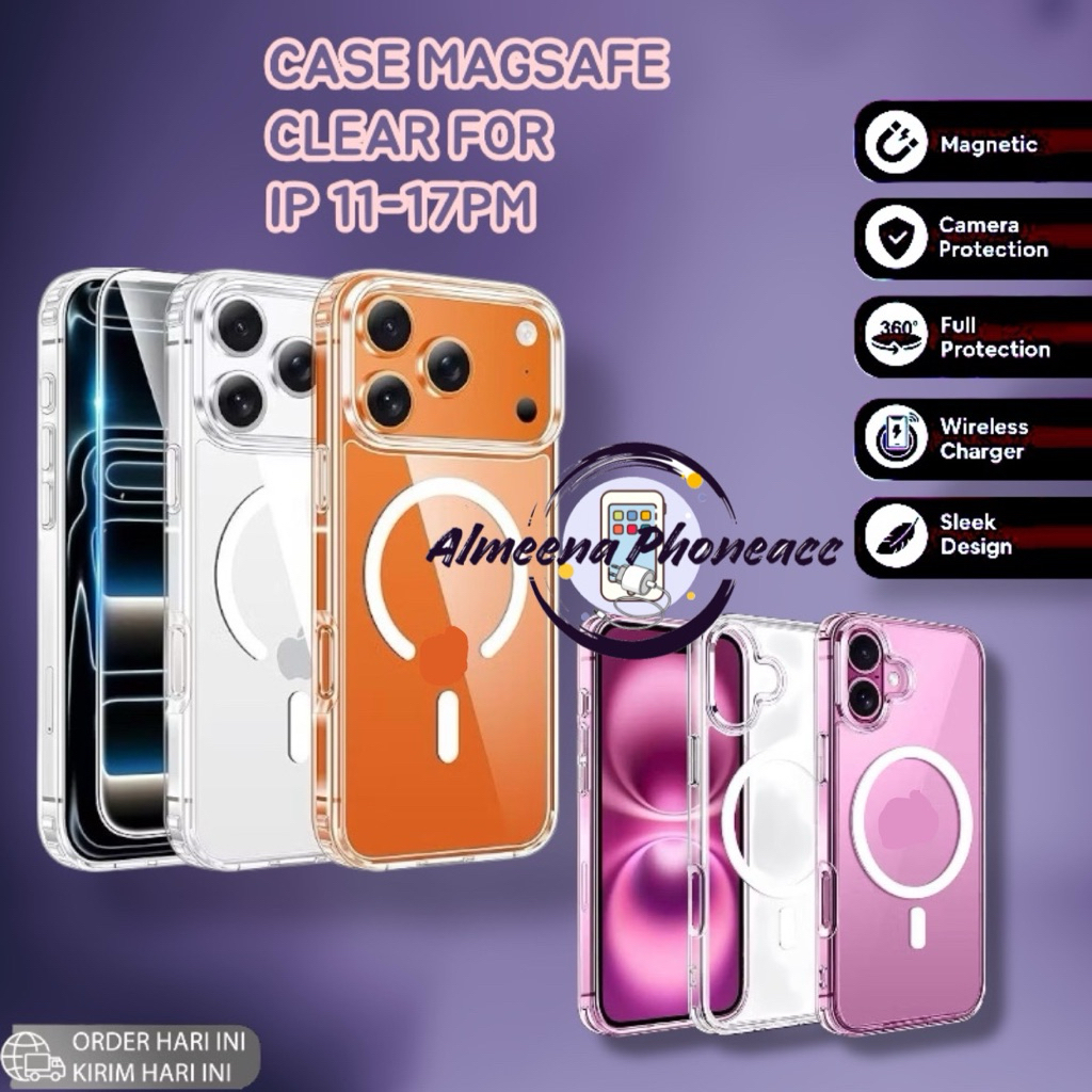 (+PACKING BOX | READY ) CASE MAGSAFE IPH MAGNETIC CLEAR BENING NEMPEL WIRELESS CHARGING FOR IPh 17/1
