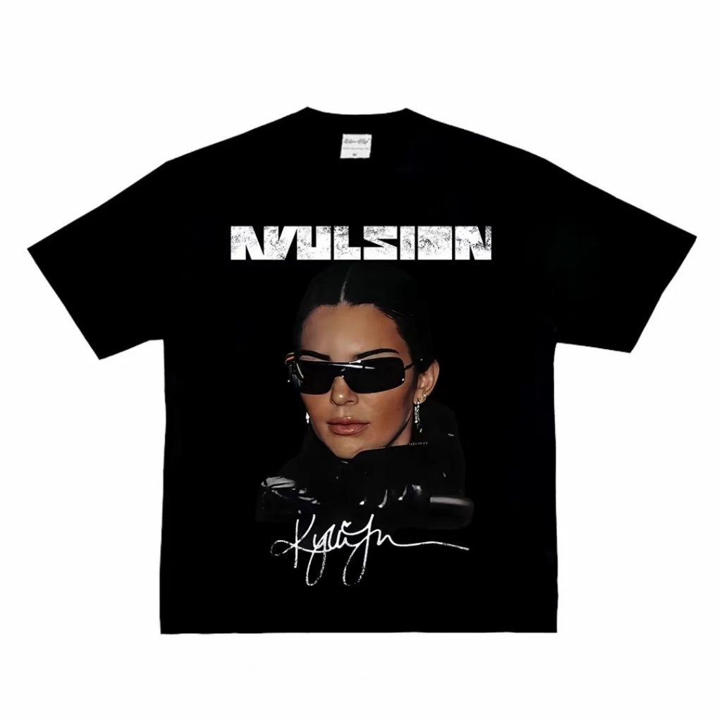 Rena Kaos Pria Wanita Oversize Kendall Jenner Invulsion - Baju T-shirt Hitam Fashion Artistik Vintag