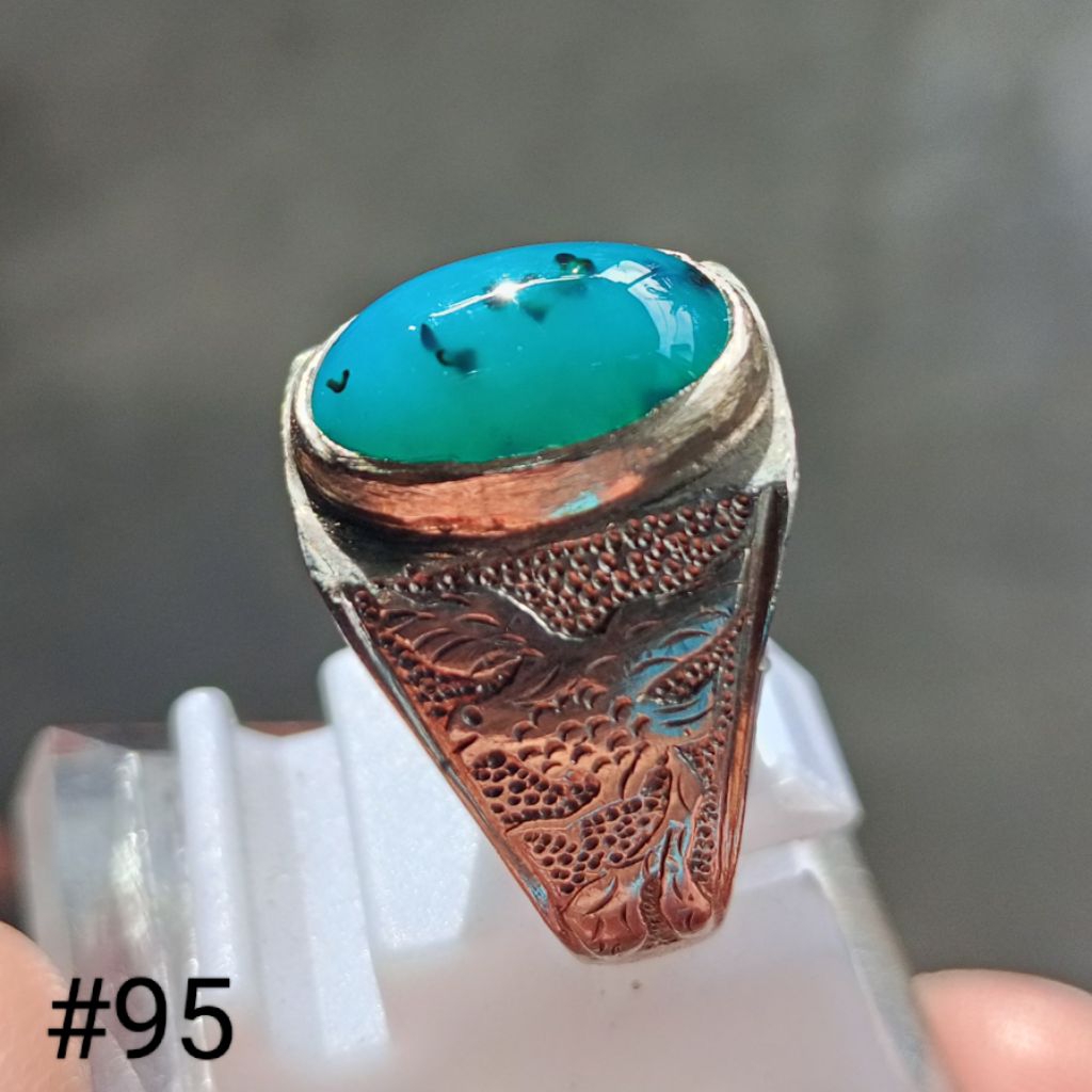 cincin perak, batu natural bacan Doko #95