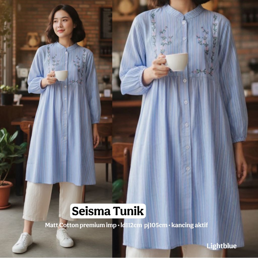 Seisma Tunik Atasan Bordir Cotton Premium Import