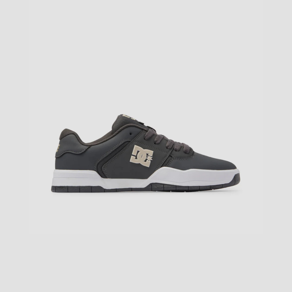 DC Shoes Sepatu Sneakers Skate Pria Central M Shoe XSWS Original Leather Abu-abu dan Putih BNIB Resm