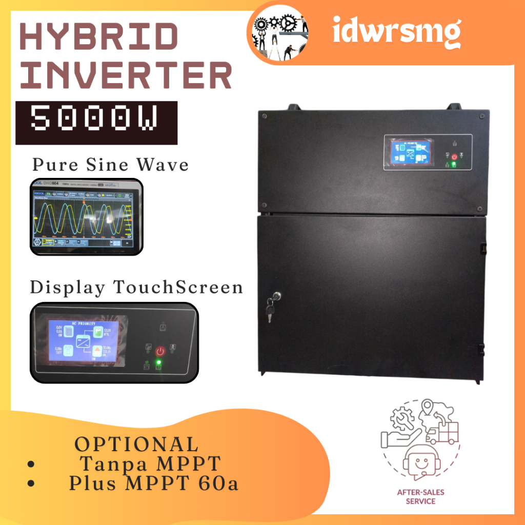 Inverter Mode UPS DC to AC 5000W LCD Touch Screen Pure Sine Wave Hybrid 5.000watt Box Panel Output 2