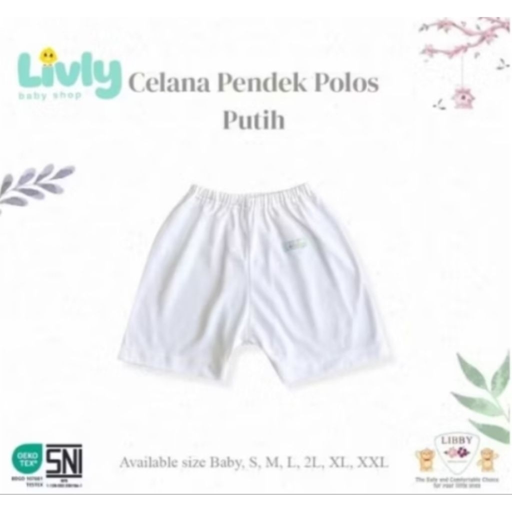 Libby Celana Pendek Anak Warna Putih / Celana Pendek Anak Kecil Polos Putih