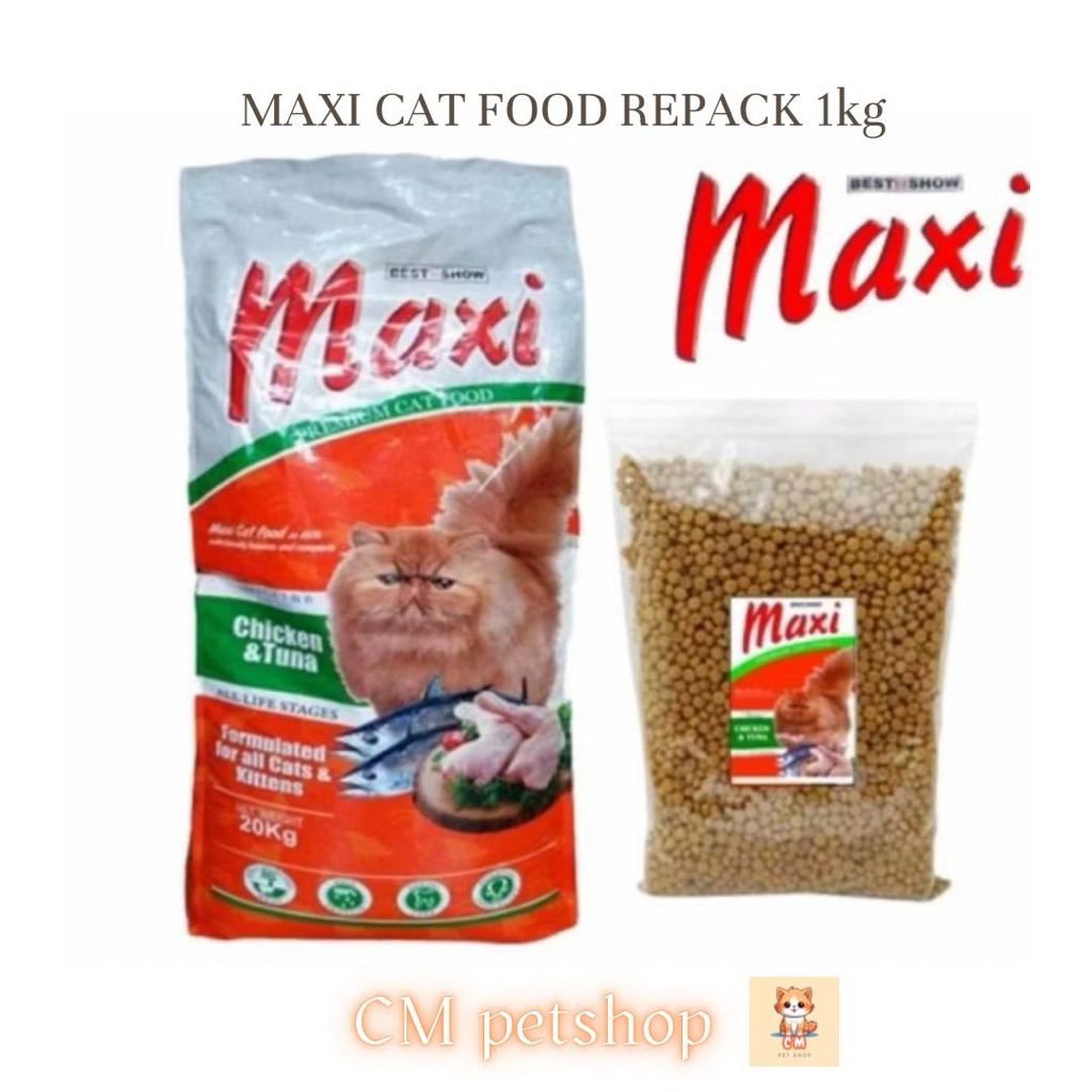 MAXI CAT FOOD CHICKEN TUNA REPACK 1 KG DRY FOOD ADULT KITTEN