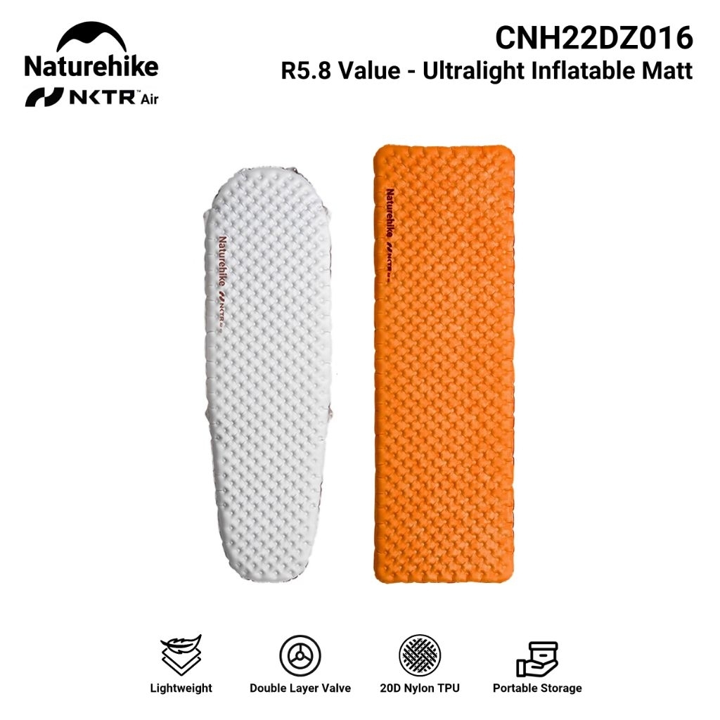 MATRAS LIPAT TIUP NATUREHIKE CNH22DZ016 HIGH R VALUE R5.8 INFLATABLE AIR CUSHION SILVER THERMAL INSU