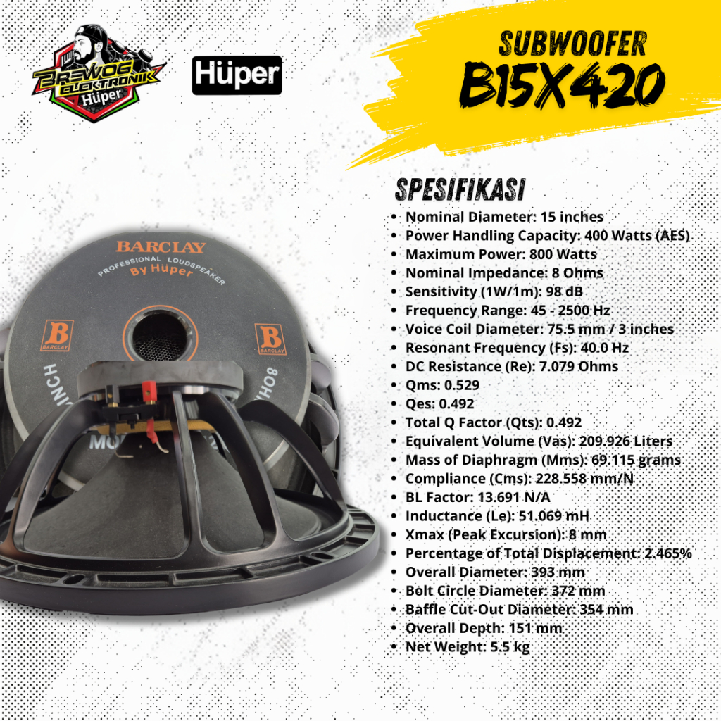 SPEAKER KOMPONEN HUPER B15X420