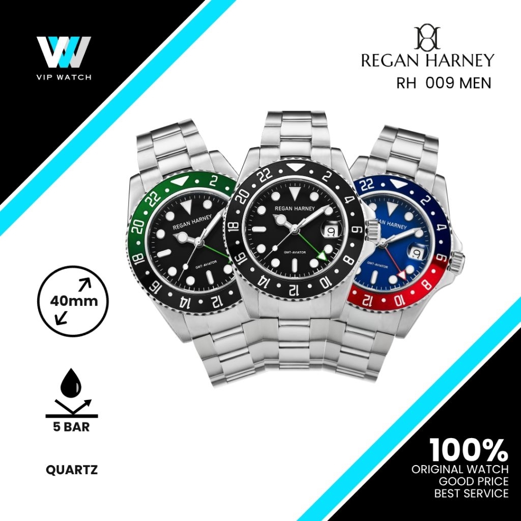 (Exclusive) Jam Tangan REGAN HARNEY RH009 GMT-AVIATOR Original 100%