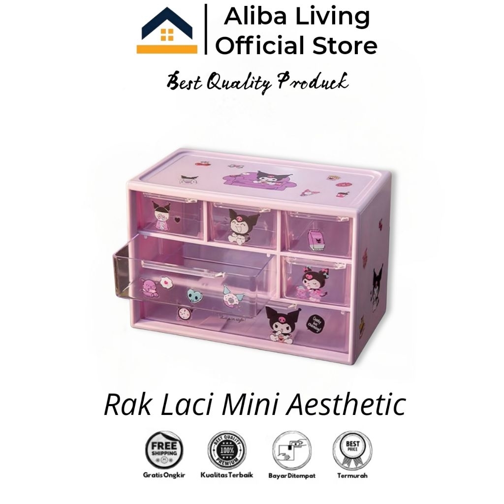 Rak Laci Mini Kotak Tempat Penyimpanan Aksesoris Serbaguna Tempat Laci Mini Aesthetic