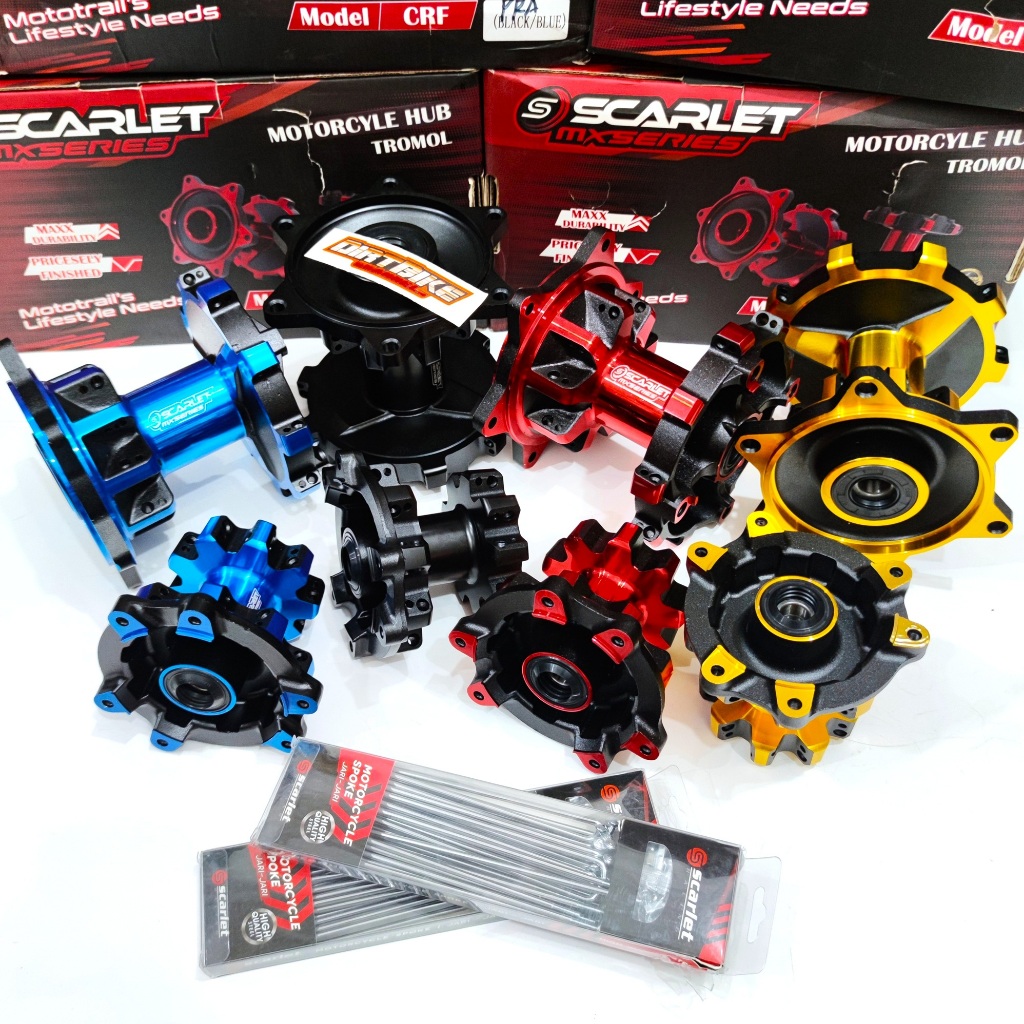 Tromol SET SCARLET CRF 150 + Jari Ruji Depan Belakang 36 Hole DOUBLE BEARING CRF 150L