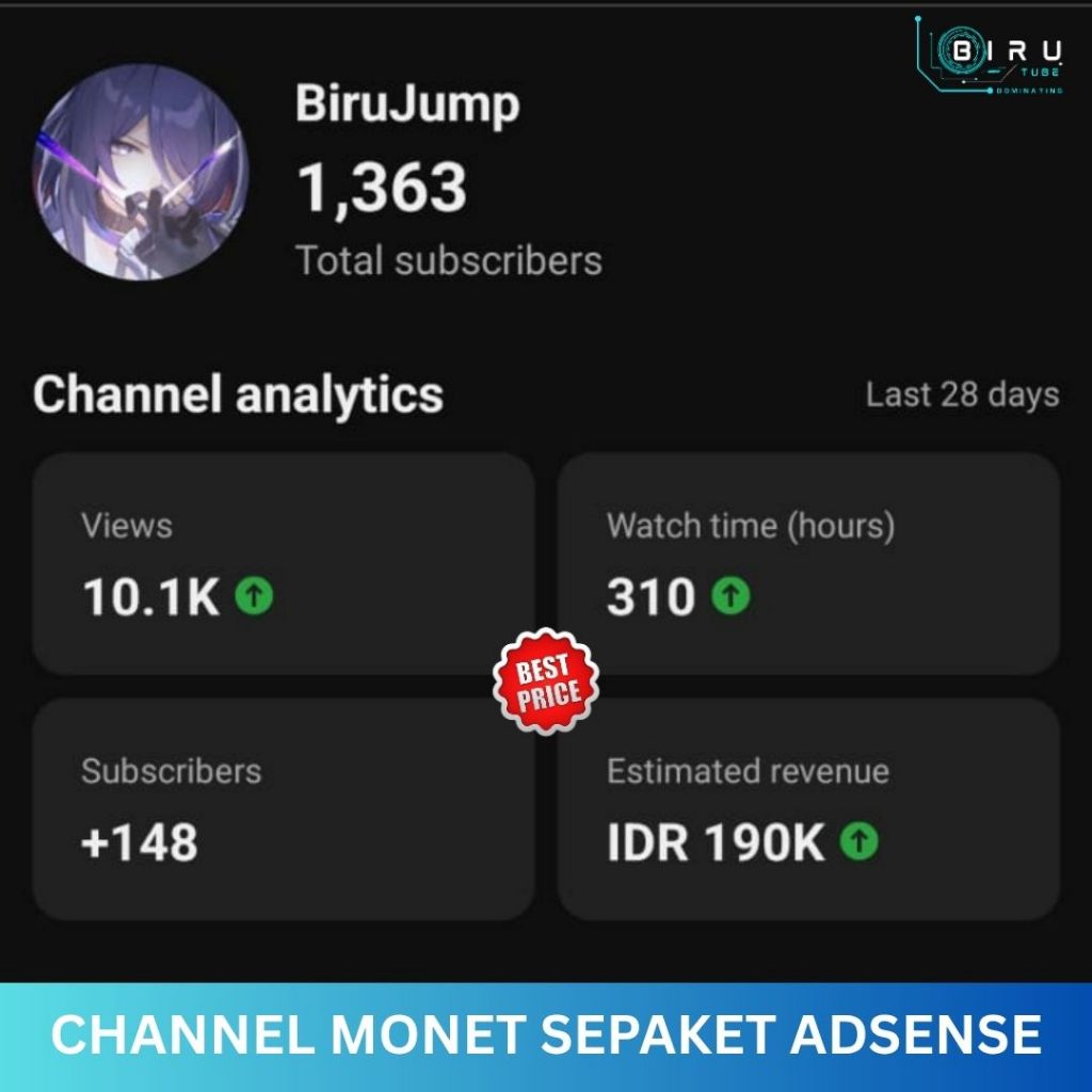 CHANNEL YOUTUBE MONETISASI SEPAKET ADSENSE