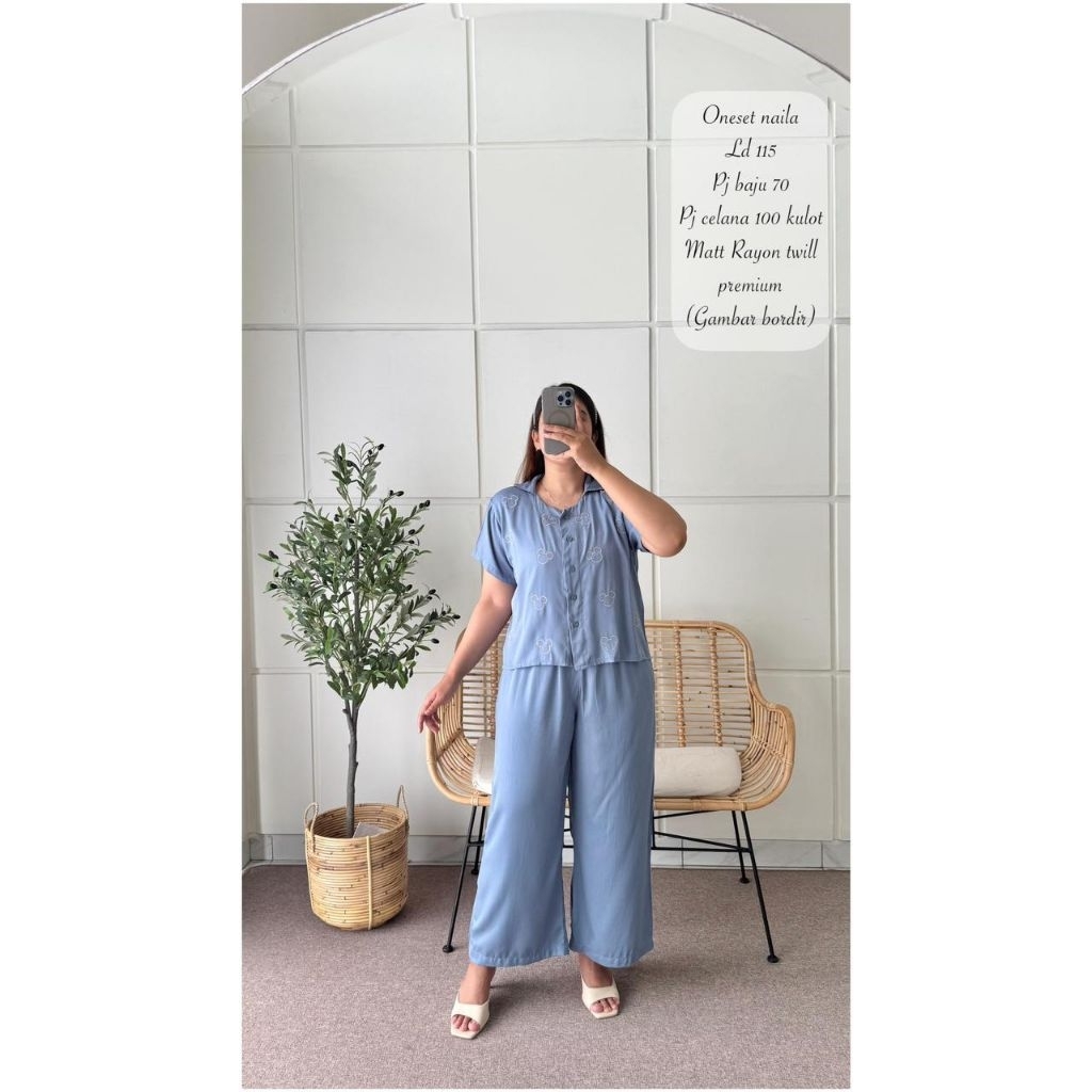 ONESET NAILA BORDIR//SETELAN ANNISA POLOS//SET KULOT POLOS RAYON TWILL PREMIUM