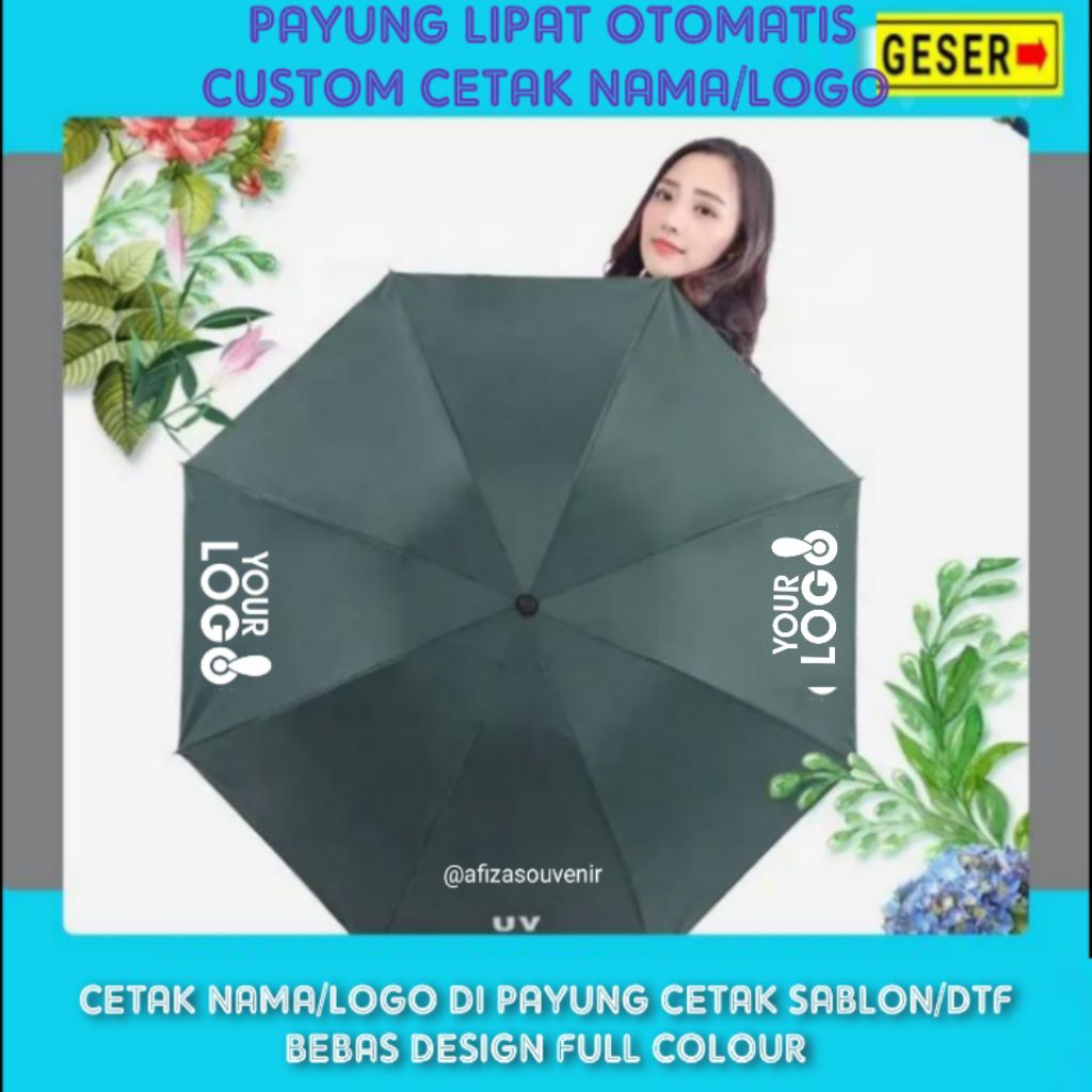 Payung lipat otomatis custom/Payung custom/Payung promosi/payung souvenir/Payung cetak logo/Souvenir