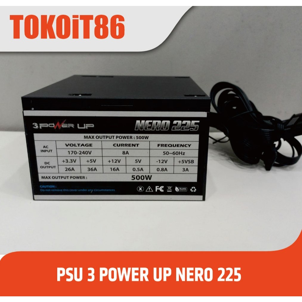 Psu powerup Nero 225 500watt power supply  pc new copotan casimg