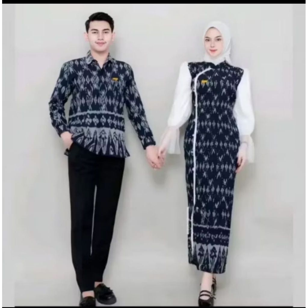 (READY STOCK) GAMIS JENAR NAVY DRESS TENUN COUPLE FULL TENUN - BAJU TENUN COUPLE -
