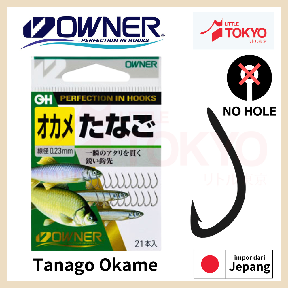 Mata Kail Pancing Owner Kecil Micro Tanago RYUSEN, HANGETSU , OKAME Tanpa Lubang Original Japan