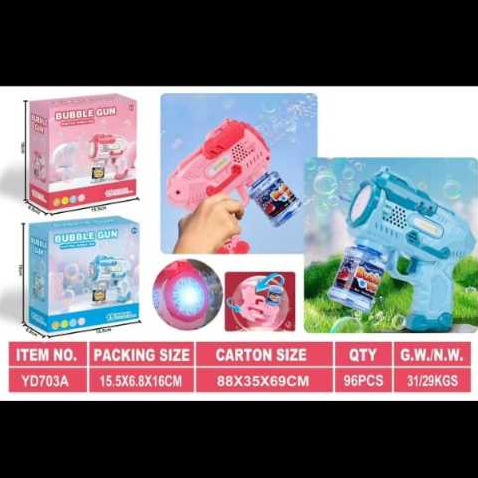 Mainan Pistol Gelembung Otomatis Bubble Gun YD703A Elektrik dengan Lampu dan Musik // Mainan Gelembu